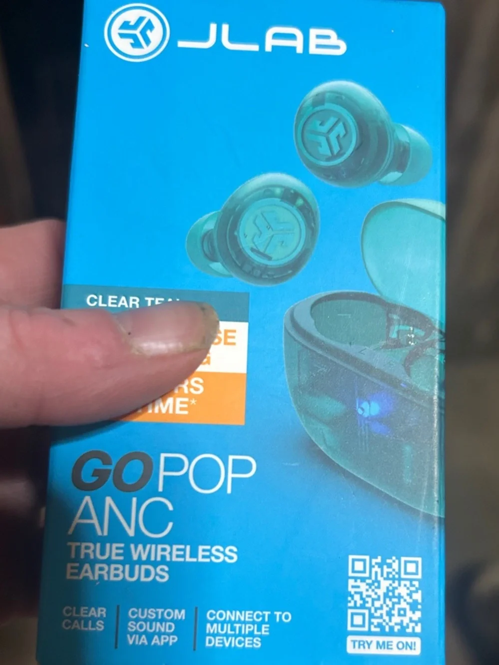 JLab Go Pop ANC True Wireless Earbuds - Clear Teal